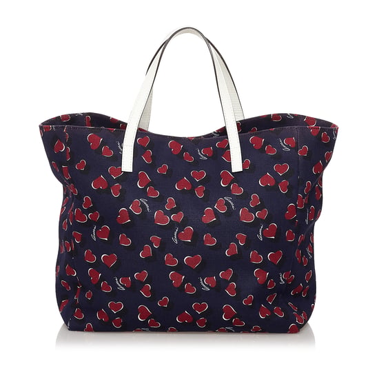 Vintage Gucci Heartbeat Canvas Tote Bag Blue