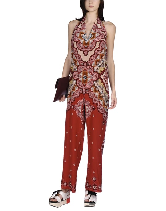 Atos Lombardini Maroon Crepe Jumpsuit
