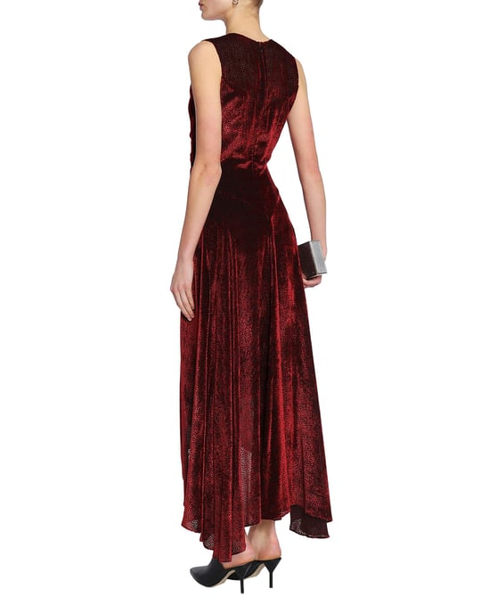 Rosetta Getty Maroon Velvet Full Length Dress