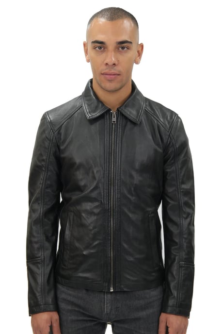 Mens Smart Classic Harrington Leather Jacket-New York