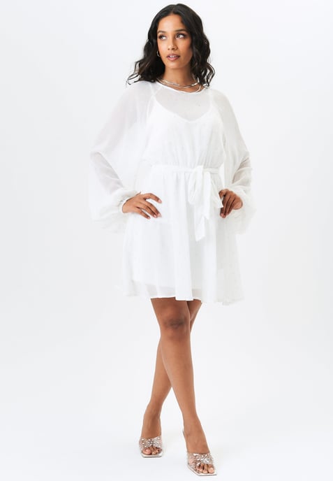 Mini-jurk van chiffonfolie met lange mouwen - Image 1
