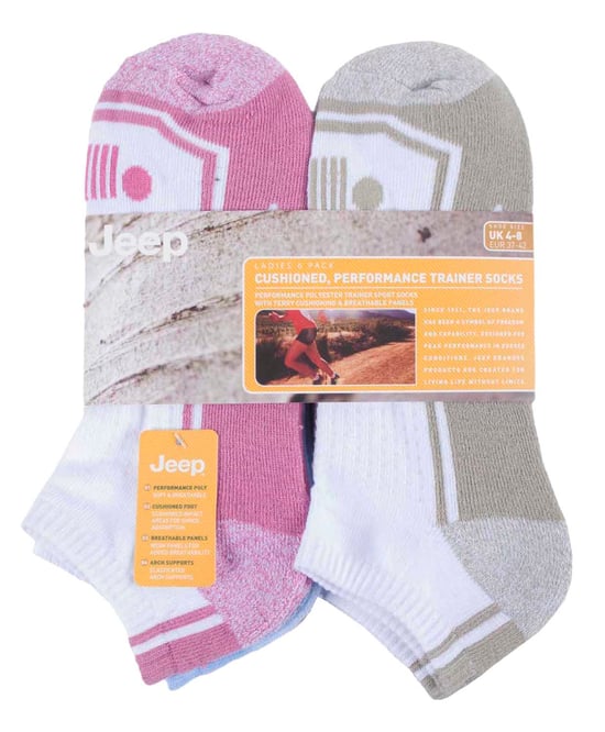 Jeep - Set van 6 laag uitgesneden gymsokken voor dames - Wit / Roze - Image 2