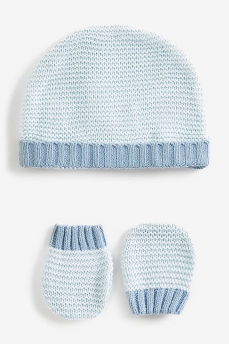 Blue Cardigan, Trouser, Hat and Mittens Boxed Gift Set