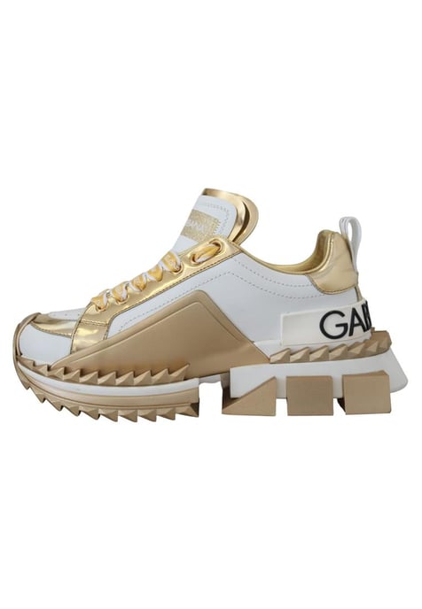 Dolce & Gabbana Women's White and gold Super Queen Leather Shoes