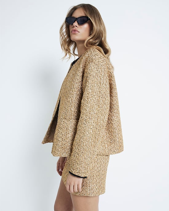 River Island Womens Jacket Gold Boucle Tailored - Image 4