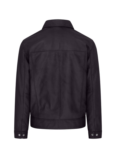 Mens Black Retro Classic Leather Harrington Biker Jacket - Drammen