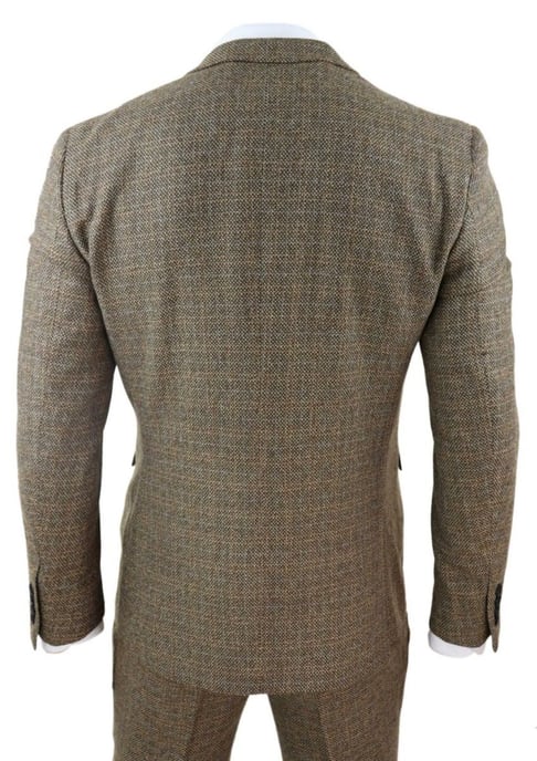 Heren 3-delig Bruin Tweed Ruit Vintage Retro Pak - Image 3