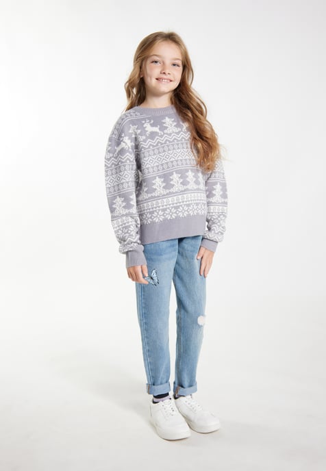 Mymo Jumper meisjes (kinderen) grijs wit - Image 2