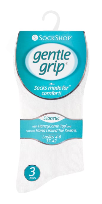 Gentle Grip - 6 paar diabetische damessokken - Wit - Image 2
