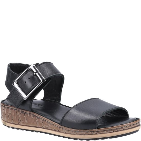 Hush Puppies Dames/dames Ellie leren wig sandalen (Zwart) - Image 1