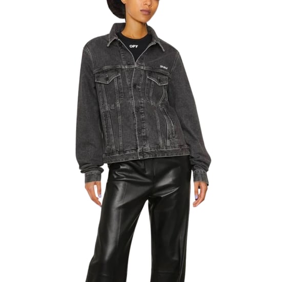 Off-White Diag Design Regular Fit Dark Grey Denim Jacket