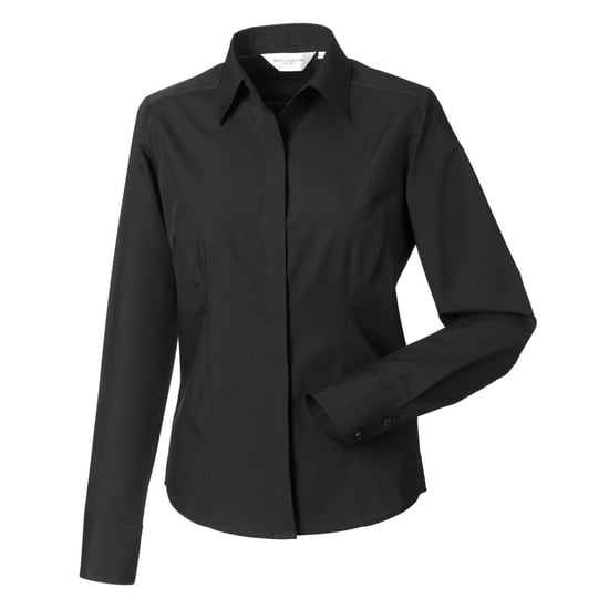 Russell Collection Dames/Dames Polycotton Slim Shirt met Lange Mouwen (Zwart) - Image 1