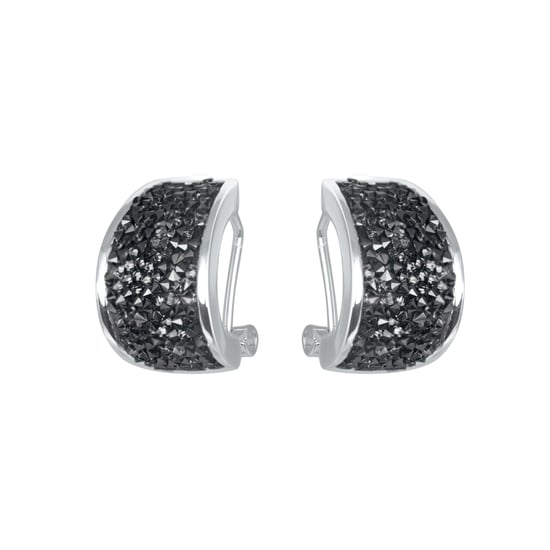 Luxenter earrings with omega kwane rhodium plated hematite cubic zirconia closure
