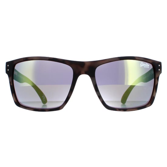 Superdry Sunglasses Kobe SDS 122 Matte Rubberised Tortoise Grey Yellow Flash Mirror