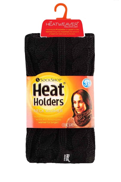 Heat Holders - Kabelgebreide halswarmer voor dames - Zwart - Image 2