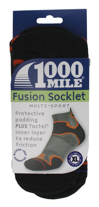 1000 Mile - Heren Dubbele Laag Fusion Enkel Hardloopsokken - Zwart / Oranje - Image 2