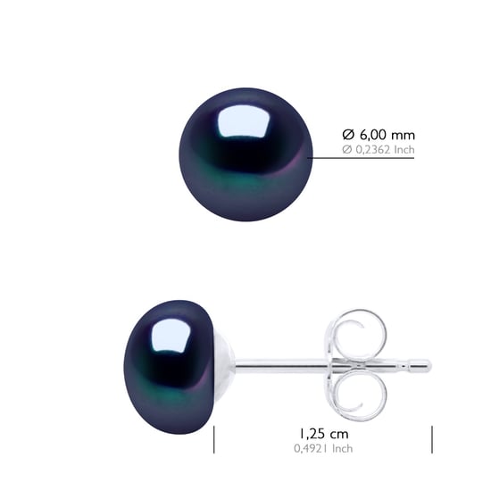 Earrings of Silver 925 and Real Cultured Freshwater Pearls Button 6-7 mm