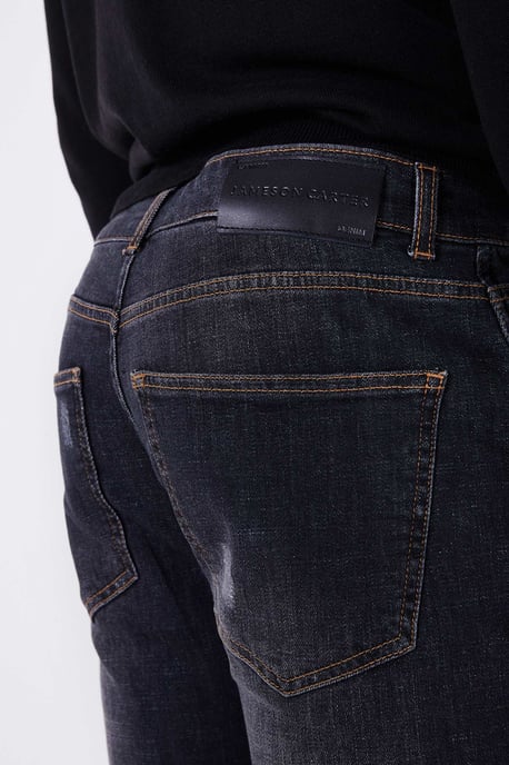 Black 'Monford' Cotton Stretch Straight Leg Denim Black Wash Jeans