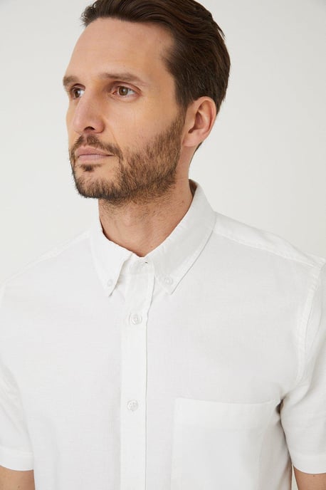 White Short Sleeve Oxford Shirt - Image 4
