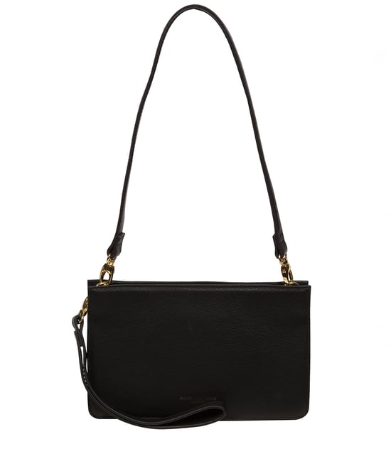 Layla' Black Nappa Leather Clutch Phone Bag