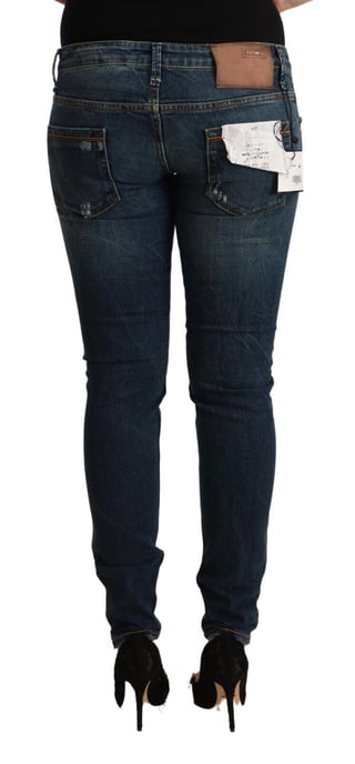 Acht Dames Blauwe Gewassen Lage Taille Slim Fit Denim Jeans - Image 3