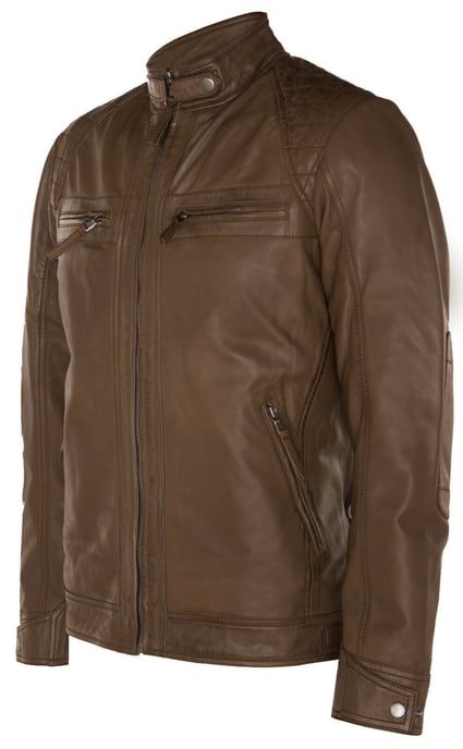 Leather Rock Racing Quilted Biker Jacket