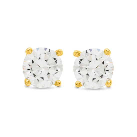 Luxenter oorbellen, Basis 925 Sterling Zilver en Briljant Zirkonia afgewerkt in 18 karaat geelgoud - Image 1