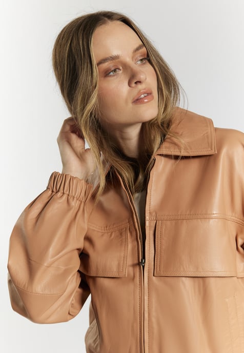Dreimaster Leren blouson Dames Kameel - Image 5