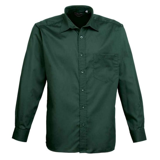 Premier Mens Poplin Long-Sleeved Shirt (Bottle Green)