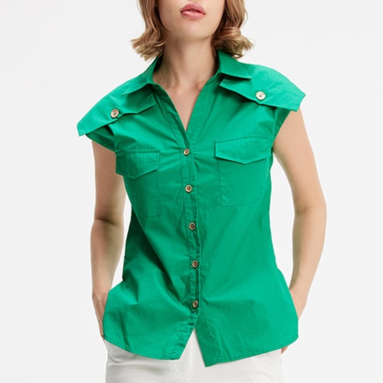 Mouwloos shirt met flappen op schouders - Image 4