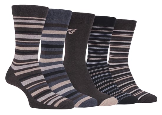 Farah - 5-Pack Heren Dunne Ademend Klassieke Gestreepte Zachte Katoenen Strooien Sokken - FCS271BRNGRY (Gestreept) - Image 1