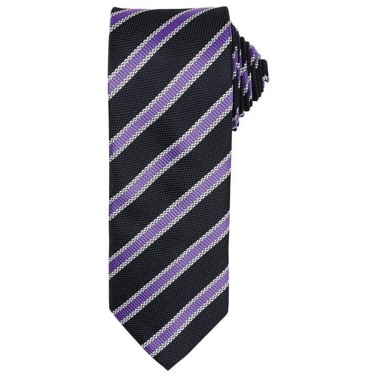 Premier Heren Streep Wafel Stropdas (Zwart/Rich-Violet) - Image 1