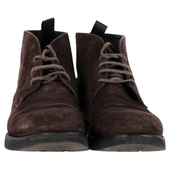 Tom Ford Laser Cut Lacer-Up Chukka Boots in Brown Suede - Image 3