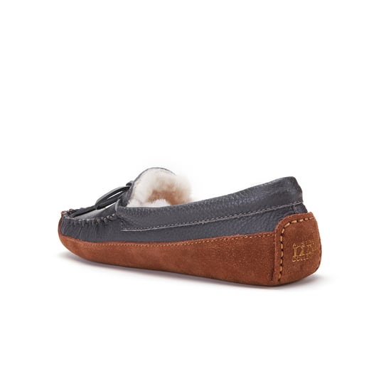 Australia Luxe Bama Moccasin Buff Leather Smoke Slippers