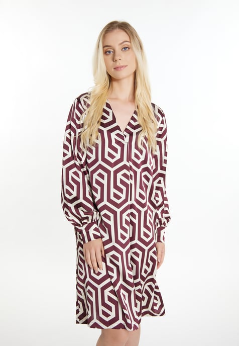 Dreimaster midi-jurk Dames Gebroken witte Bordeaux - Image 3