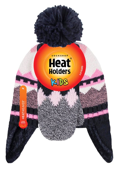 Heat Holders Pom Pom Trapper Muts en wanten voor meisjes - Zwart - Image 2