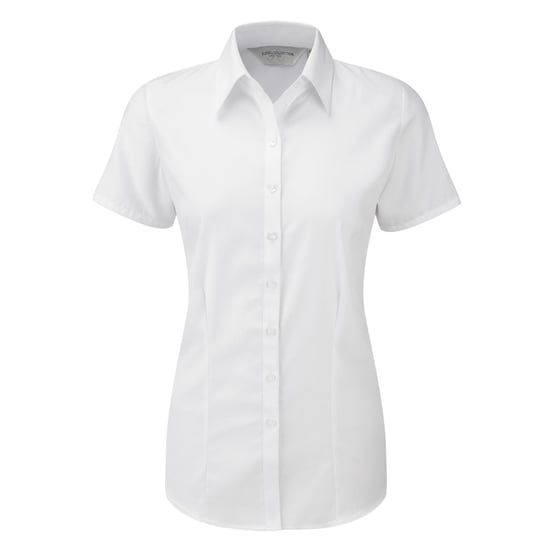 Russell Dames/dames Visgraat Werkshirt met korte mouwen (Wit) - Image 1