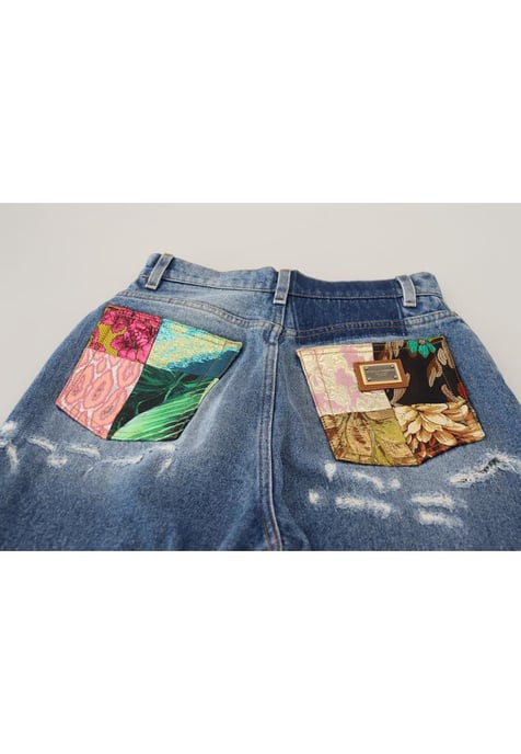 Dolce & Gabbana Dames Blauwe Gewassen Katoenen Versleten Denim Jeans - Image 6