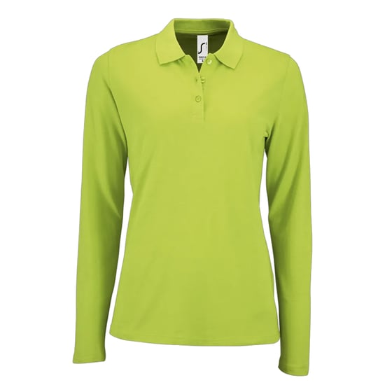 SOLS Dames/Dames Perfect Pique Poloshirt met Lange Mouwen (Appelgroen) - Image 1