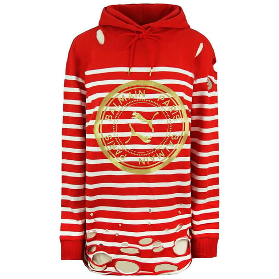 Puma x Balmain Vrouwen Rood Wit Distressed Hoodie - Image 1