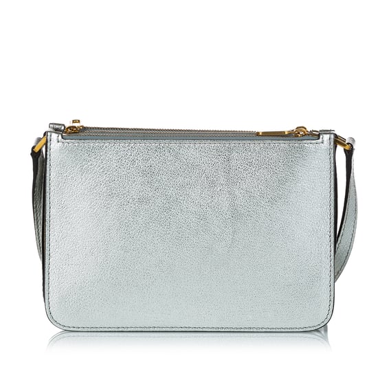 Vintage Burberry Leather Crossbody Bag Silver - Image 3