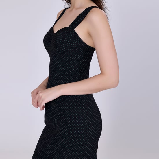 Sleeveless sheath dress mini dots print