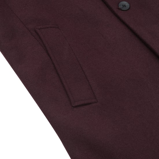 Men's Wool Long Slim Fit Stand-Up Collar Business Coat for Winter Red