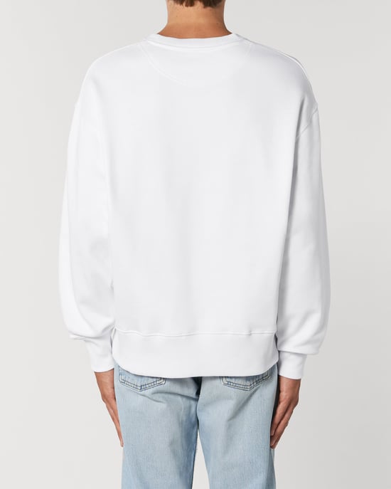 Dualism Unisex Relaxed Crew Neck Sweatshirt in White