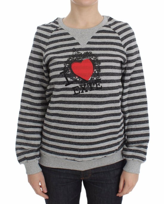 Exte Vrouwen Grijs Gestreept Katoenen Crewneck Sweater - Image 1