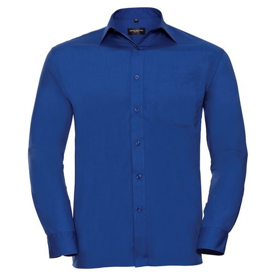 Russell Collection Mens Poplin Easy-Care Long-Sleeved Shirt (Bright Royal Blue)