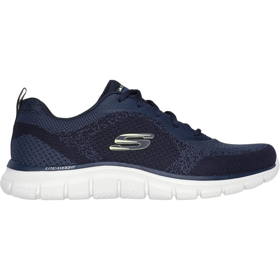 Skechers Track Glendor Polyester Heren Navy/Lime Trainers - Image 5
