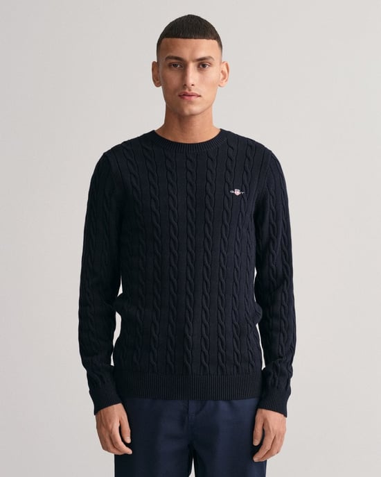 GANT Heren Katoenen Kabelbrei Crewneck Trui - Image 1
