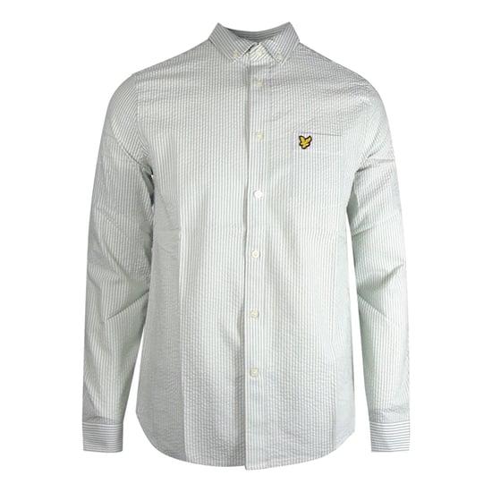 Lyle & Scott Seersucker Strike groen shirt met lange mouwen - Image 1
