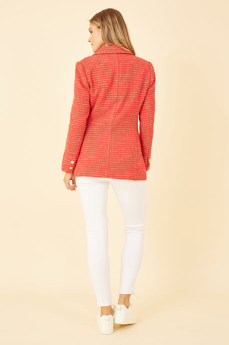 Red Boucle Fitted Blazer